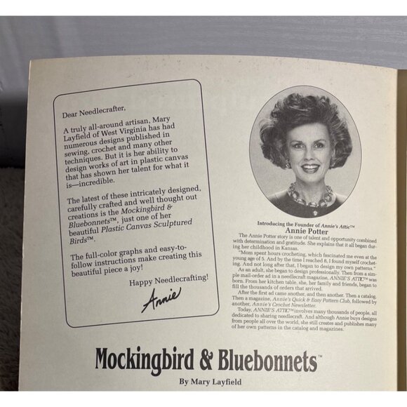 Mockingbird & Bluebonnets Plastic Canvas Pattern Book By Annies Attic 1991 - Picture 3 of 3